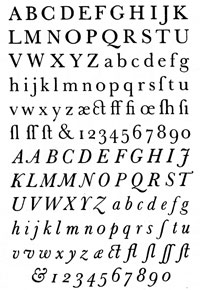 Джон Баскервилл, антиква и курсив. 1754